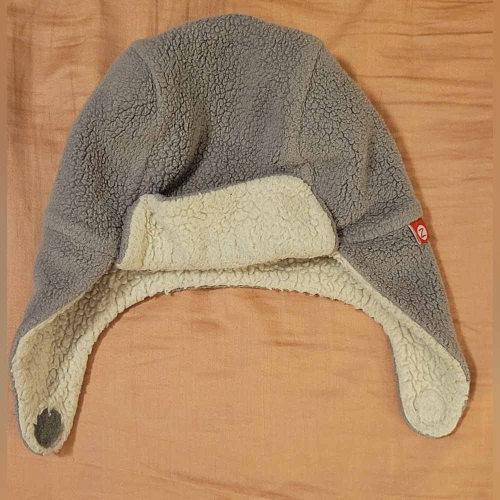 Zutano grey fleece trapper hat 18 months